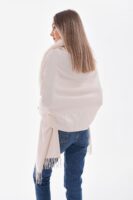 Premium Fur Tassel Poncho-Light Beige