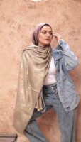 Shimmery Turkish Pashmina Shawl-Gold