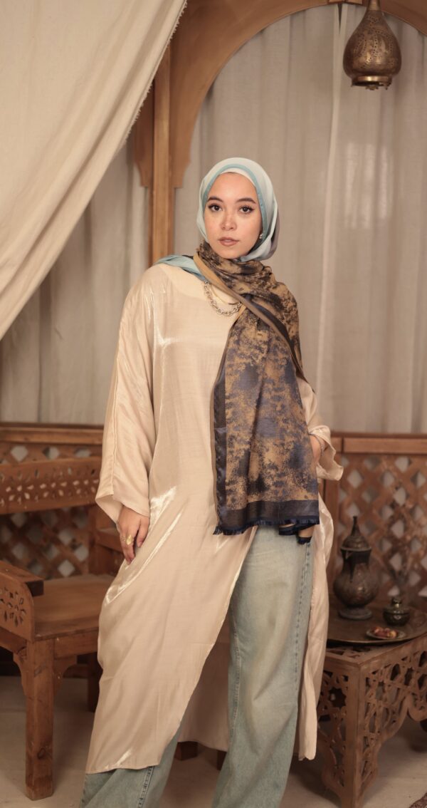 Shimmery Turkish Pashmina Shawl-Navy/Gold