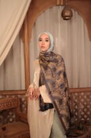 Shimmery Turkish Pashmina Shawl-Navy/Gold