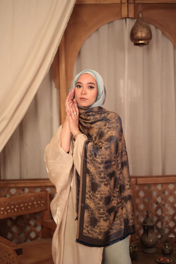 Shimmery Turkish Pashmina Shawl-Navy/Gold