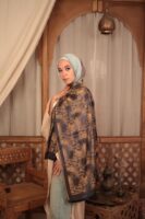 Shimmery Turkish Pashmina Shawl-Navy/Gold
