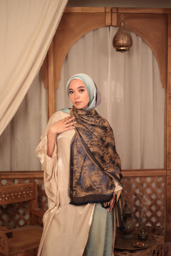 Shimmery Turkish Pashmina Shawl-Navy/Gold