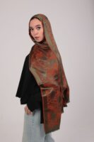 Shimmery Turkish Pashmina Shawl-Army/Orange