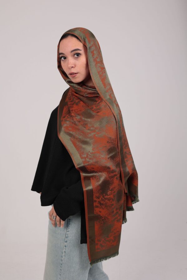 Shimmery Turkish Pashmina Shawl-Army/Orange