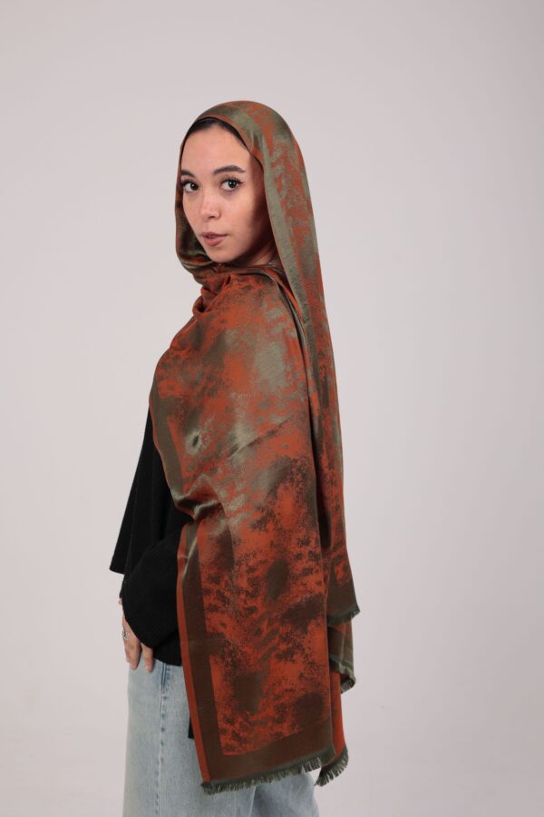 Shimmery Turkish Pashmina Shawl-Army/Orange