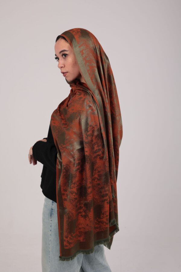 Shimmery Turkish Pashmina Shawl-Army/Orange