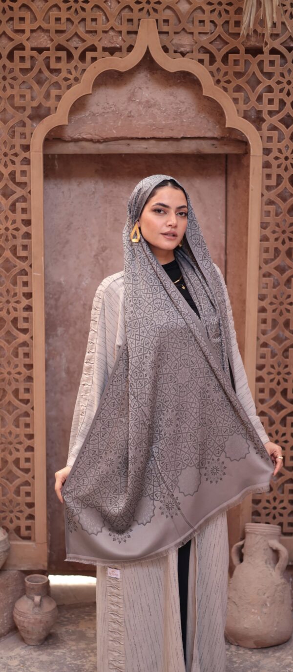 Arabesque Turkish Pashmina Shawl-Gray