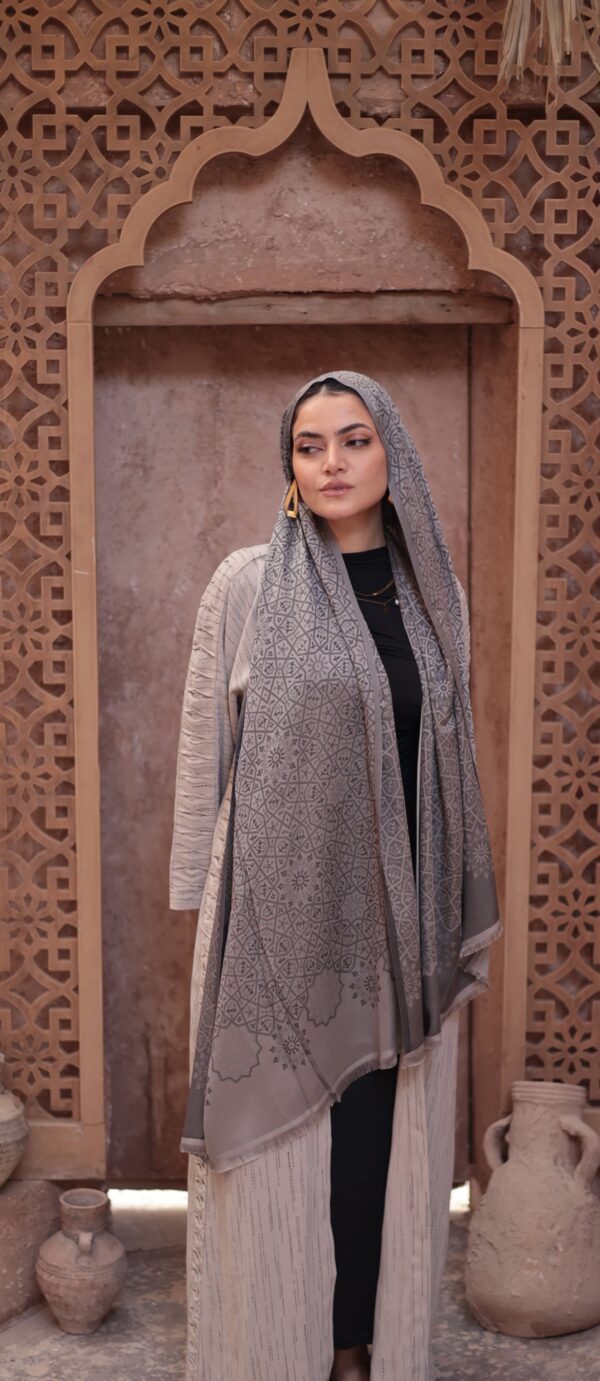 Arabesque Turkish Pashmina Shawl-Gray