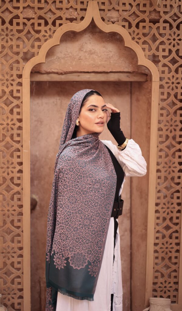 Arabesque Turkish Pashmina Shawl-Emerald