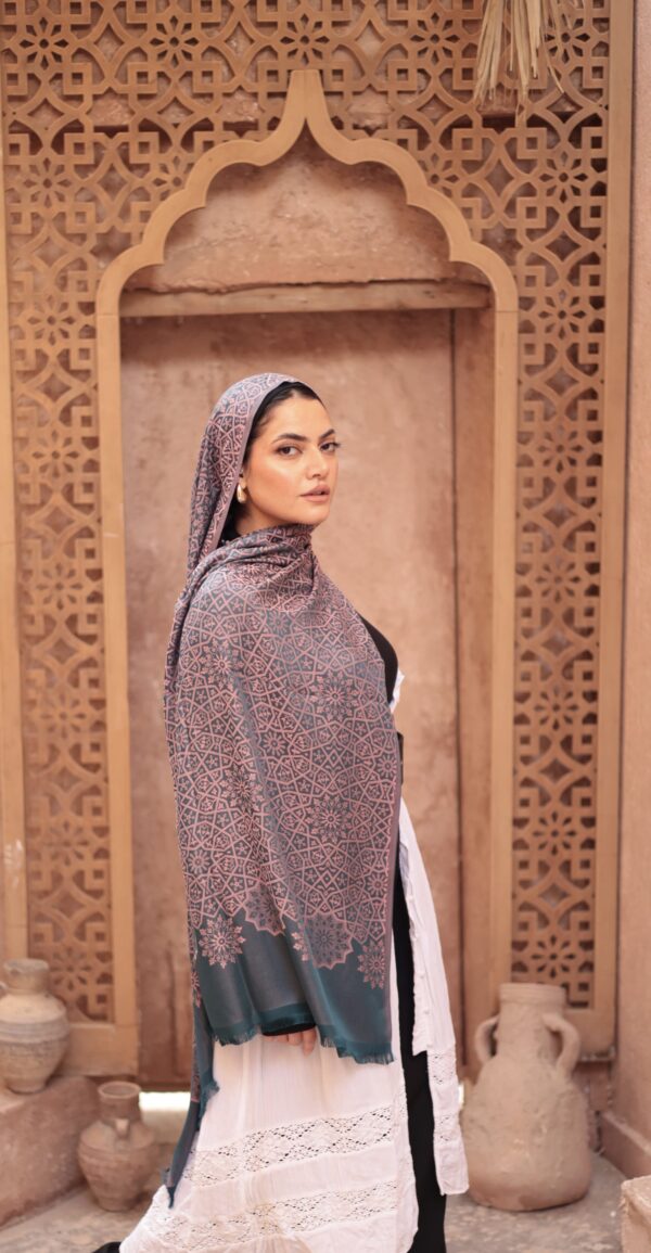 Arabesque Turkish Pashmina Shawl-Emerald
