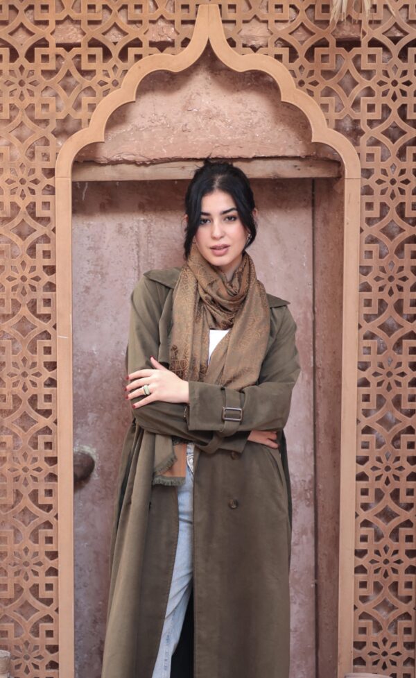 Arabesque Turkish Pashmina Shawl-Army