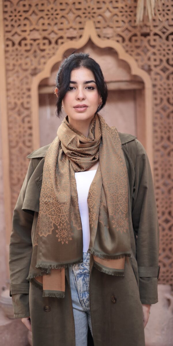 Arabesque Turkish Pashmina Shawl-Army