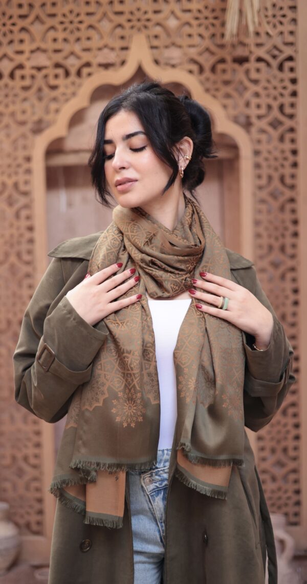 Arabesque Turkish Pashmina Shawl-Army