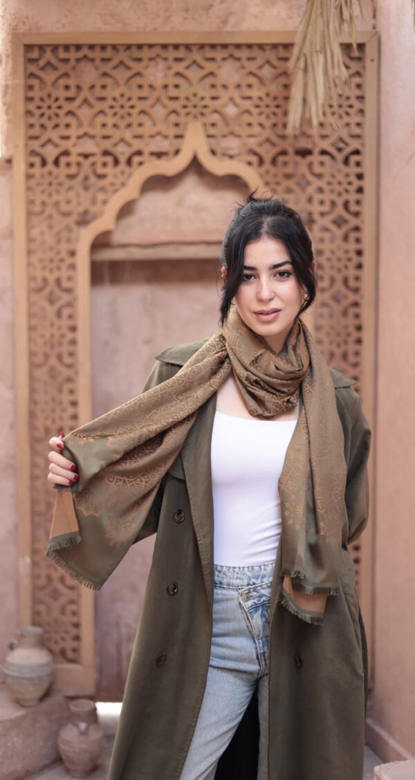 Arabesque Turkish Pashmina Shawl-Army