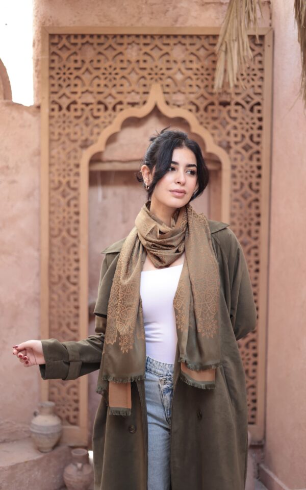 Arabesque Turkish Pashmina Shawl-Army