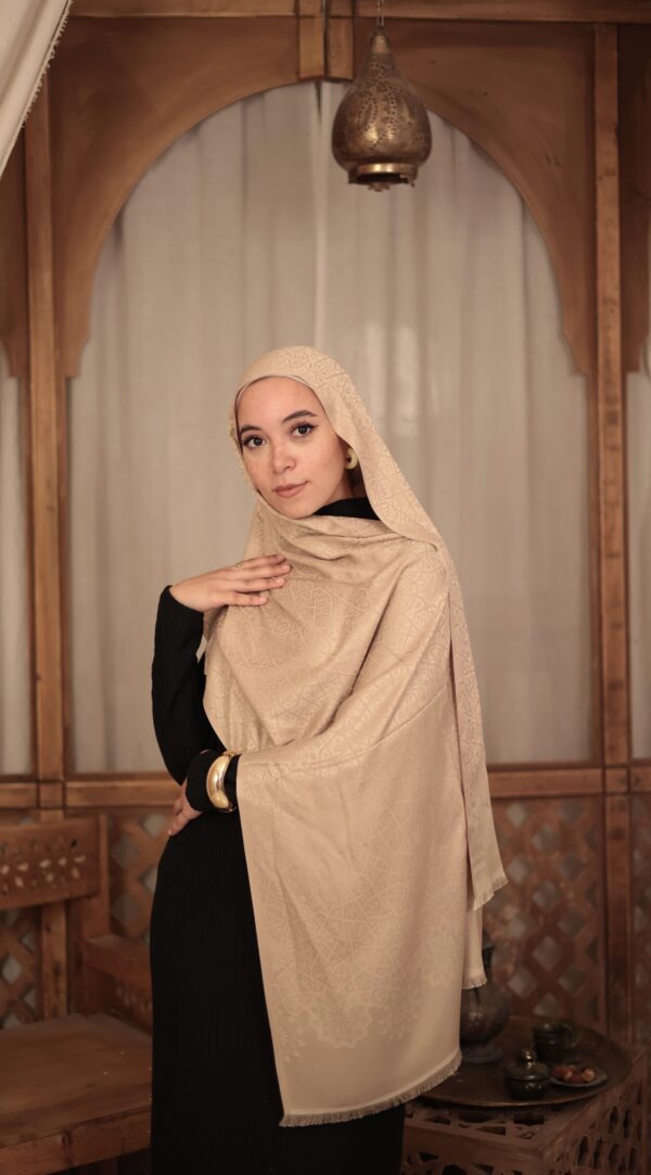 Arabesque Turkish Pashmina Shawl-Beige