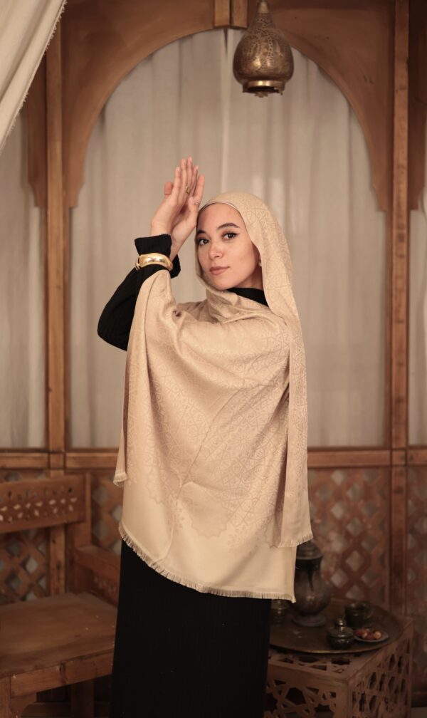 Arabesque Turkish Pashmina Shawl-Beige