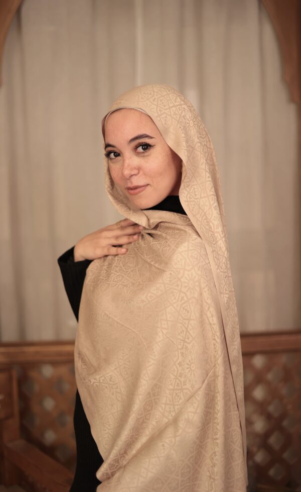 Arabesque Turkish Pashmina Shawl-Beige