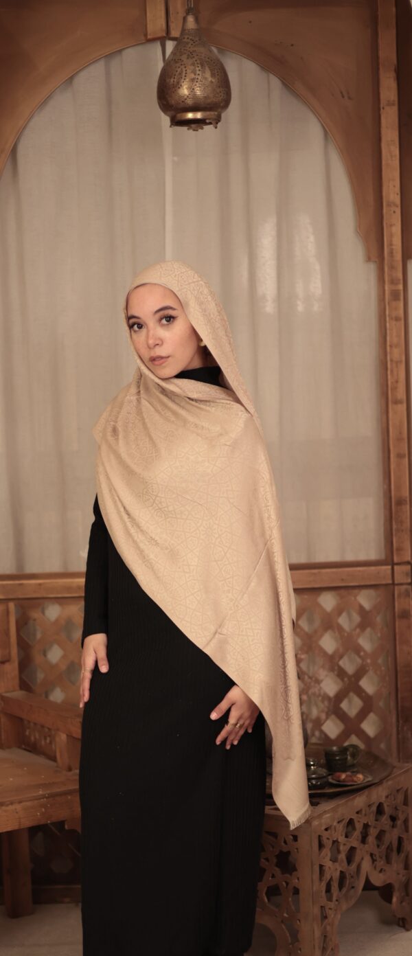 Arabesque Turkish Pashmina Shawl-Beige