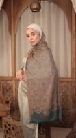 Arabesque Turkish Pashmina Shawl-Peacock