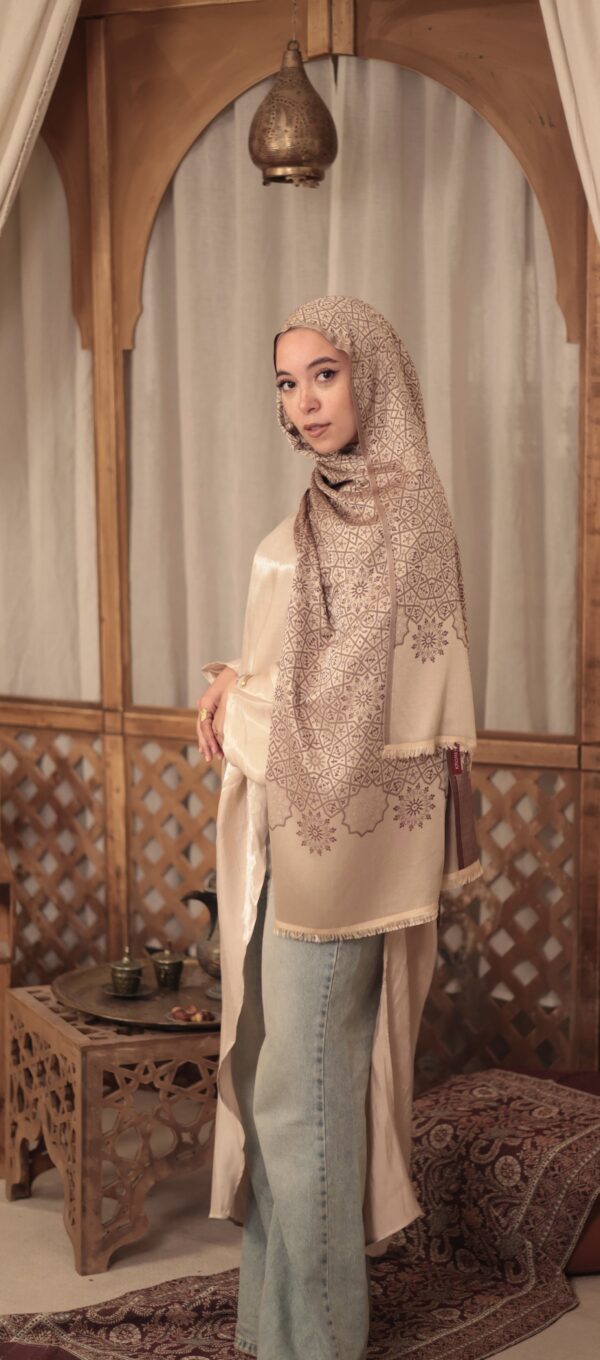Arabesque Turkish Pashmina Shawl-Brown