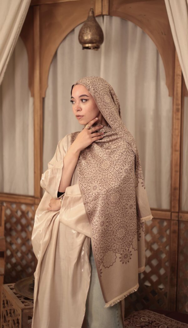 Arabesque Turkish Pashmina Shawl-Brown