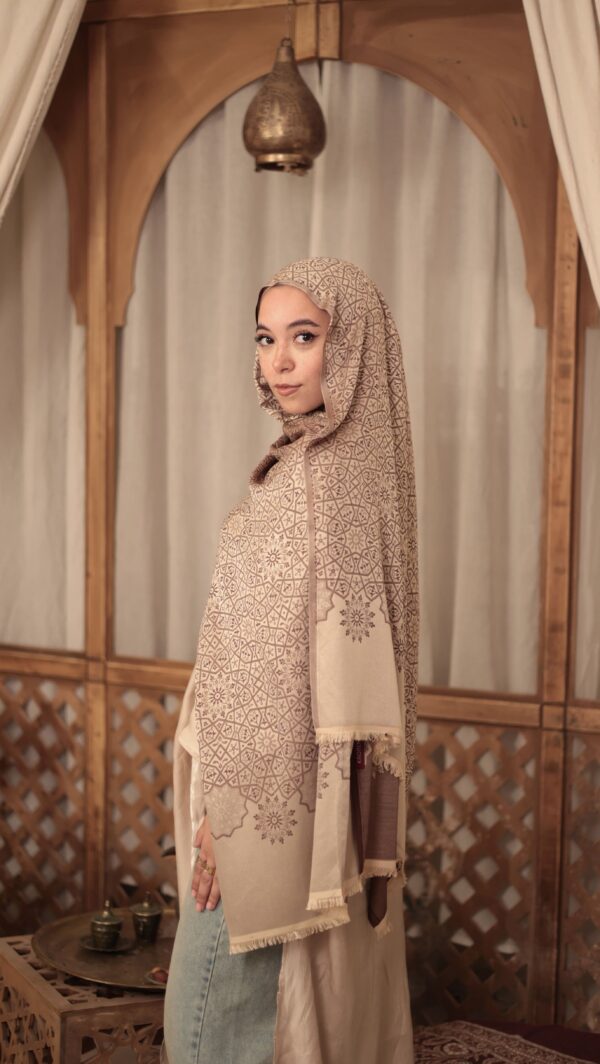 Arabesque Turkish Pashmina Shawl-Brown