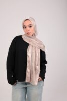 Striped Cotton scarf-Beige