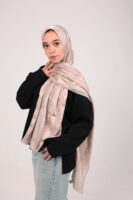 Striped Cotton scarf-Beige