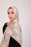 Striped Cotton scarf-Beige