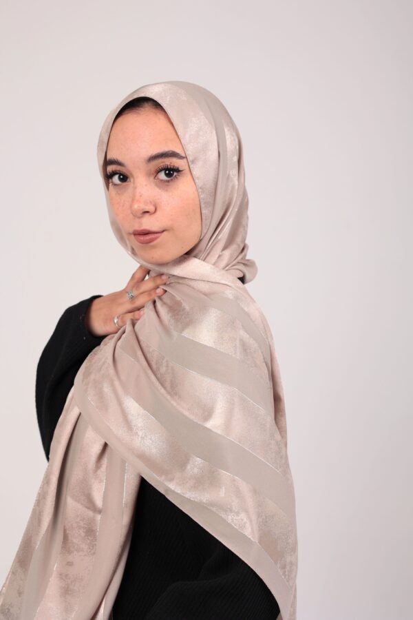 Striped Cotton scarf-Beige