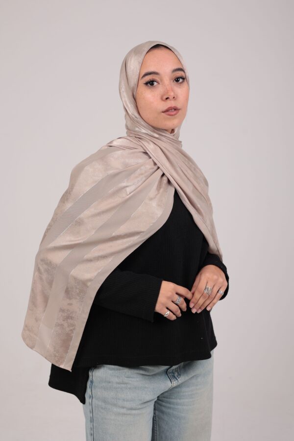 Striped Cotton scarf-Beige