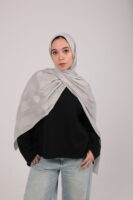 Striped Cotton scarf-Silver