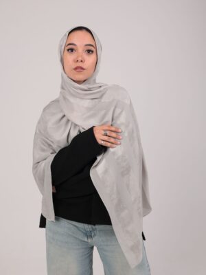 Striped Cotton scarf-Silver