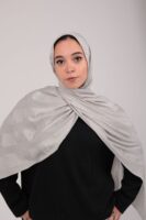 Striped Cotton scarf-Silver