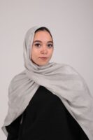 Striped Cotton scarf-Silver