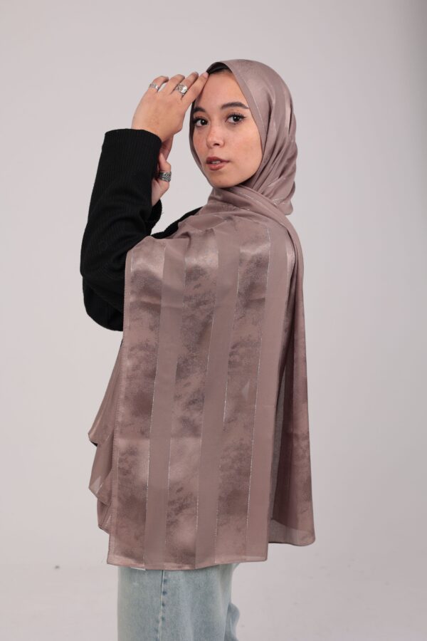 Striped Cotton scarf-Coffee