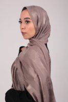 Striped Cotton scarf-Coffee