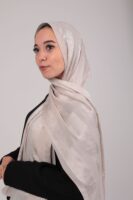 Striped Cotton scarf-Light Beige