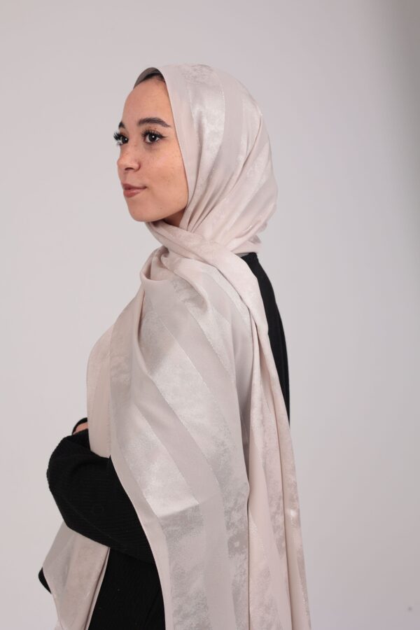 Striped Cotton scarf-Light Beige