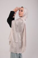 Striped Cotton scarf-Light Beige