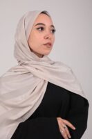 Striped Cotton scarf-Light Beige