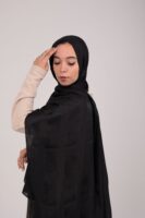 Striped Cotton scarf-Black