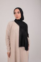 Striped Cotton scarf-Black