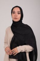 Striped Cotton scarf-Black