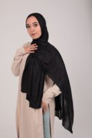 Striped Cotton scarf-Black