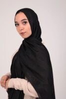 Striped Cotton scarf-Black