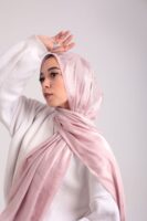 Striped Cotton scarf-Rose