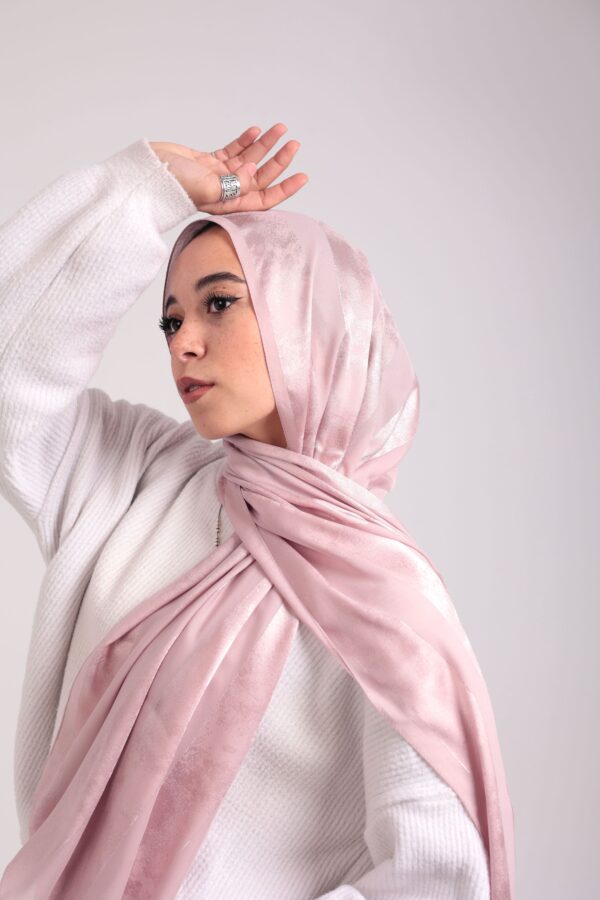 Striped Cotton scarf-Rose